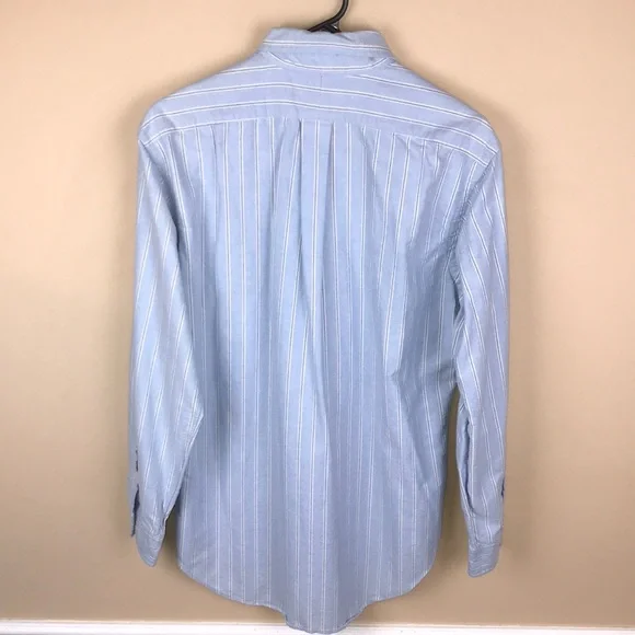 Ralph Lauren Men’s Classic Fit Light Blue White Black Pinstripe Button-Up Shirt - Picture 6 of 9